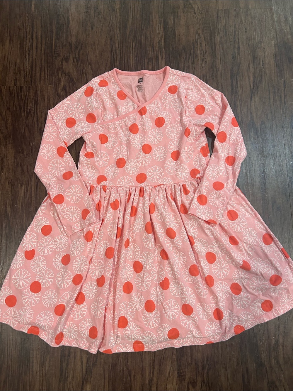 Tea Collection Pink Dress with Coral Polka Dots